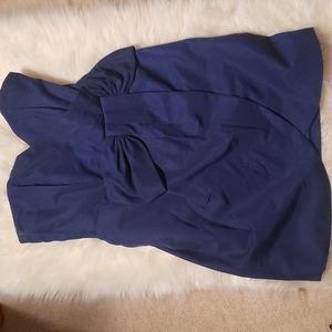 Navy Knee Length Sweetheart Dress w Bow